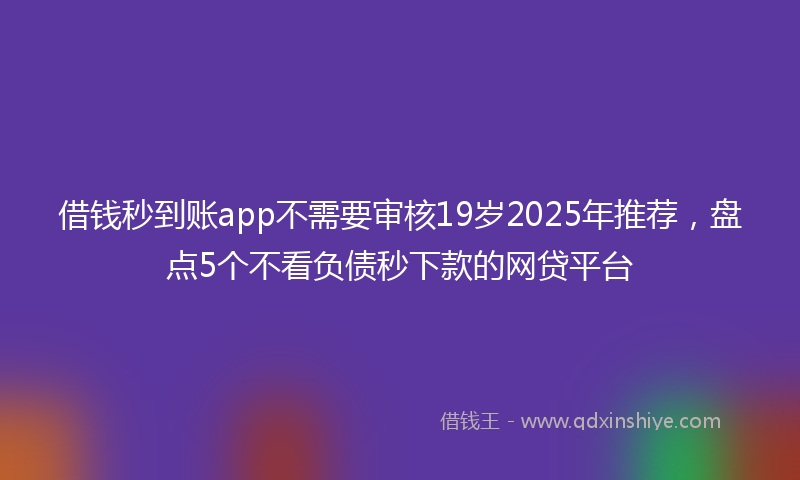 借钱秒到账app不需要审核19岁2025年推荐，盘点5个不看负债秒下款的网贷平台