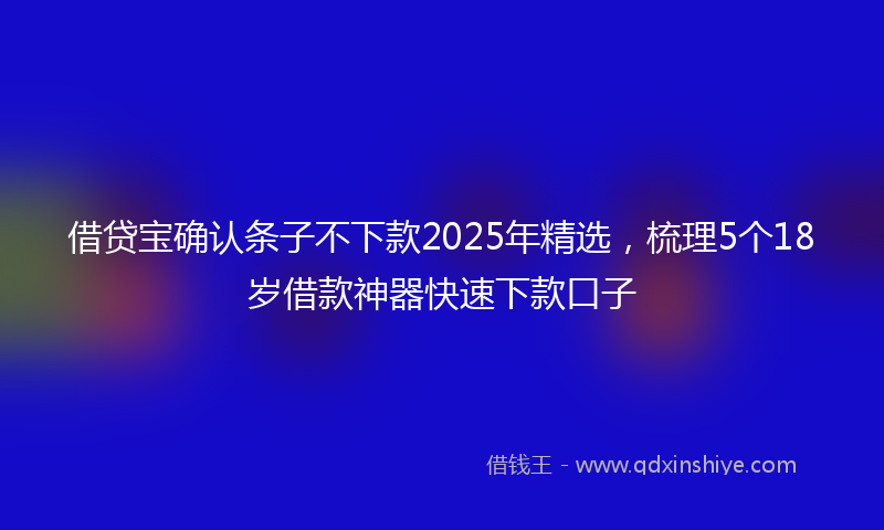 借贷宝确认条子不下款2025年精选，梳理5个18岁借款神器快速下款口子