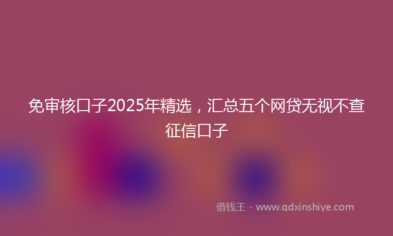 免审核口子2025年精选，汇总五个网贷无视不查征信口子