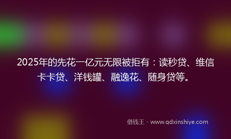 2025年的先花一亿元无限被拒有：读秒贷、维信卡卡贷、洋钱罐、融逸花、随身贷等。