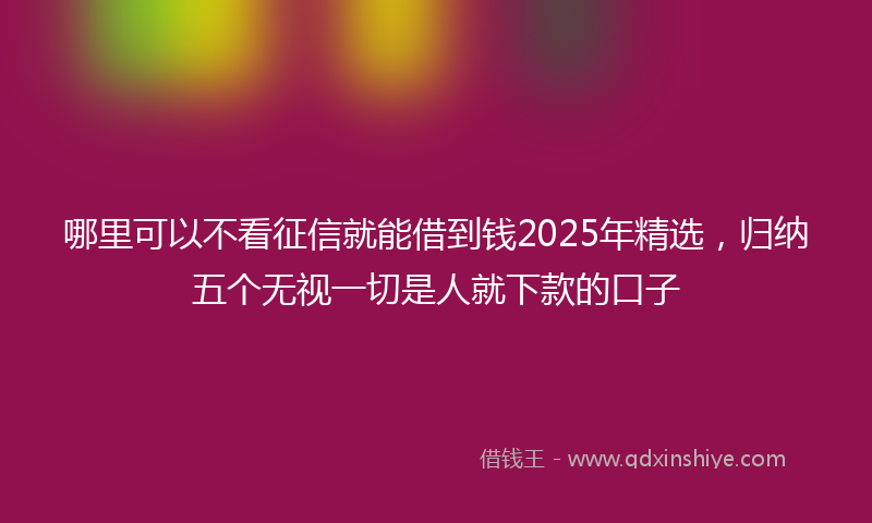 哪里可以不看征信就能借到钱2025年精选，归纳五个无视一切是人就下款的口子