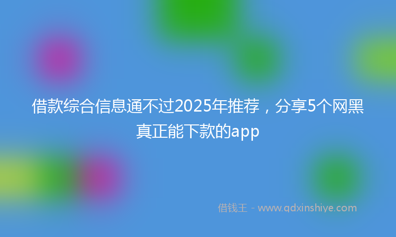 借款综合信息通不过2025年推荐，分享5个网黑真正能下款的app