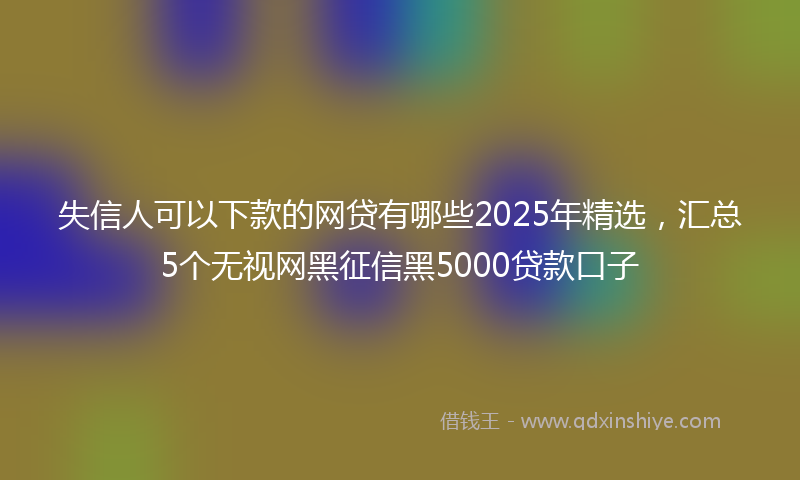 失信人可以下款的网贷有哪些2025年精选，汇总5个无视网黑征信黑5000贷款口子