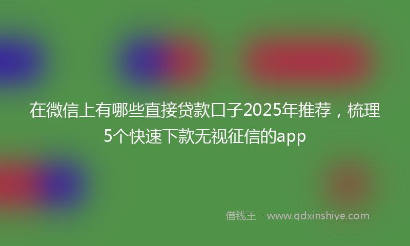 在微信上有哪些直接贷款口子2025年推荐，梳理5个快速下款无视征信的app