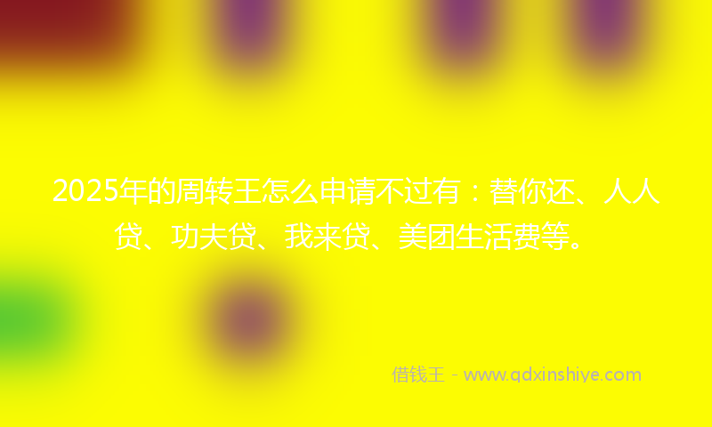 2025年的周转王怎么申请不过有：替你还、人人贷、功夫贷、我来贷、美团生活费等。