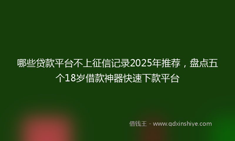 哪些贷款平台不上征信记录2025年推荐，盘点五个18岁借款神器快速下款平台