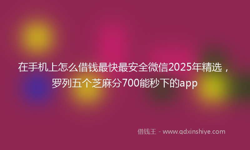 在手机上怎么借钱最快最安全微信2025年精选，罗列五个芝麻分700能秒下的app