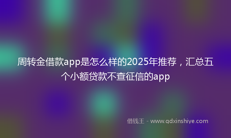 周转金借款app是怎么样的2025年推荐，汇总五个小额贷款不查征信的app