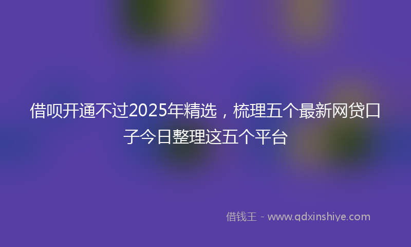 借呗开通不过2025年精选，梳理五个最新网贷口子今日整理这五个平台