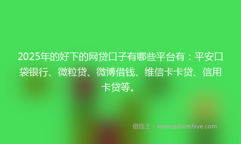 2025年的好下的网贷口子有哪些平台有：平安口袋银行、微粒贷、微博借钱、维信卡卡贷、信用卡贷等。