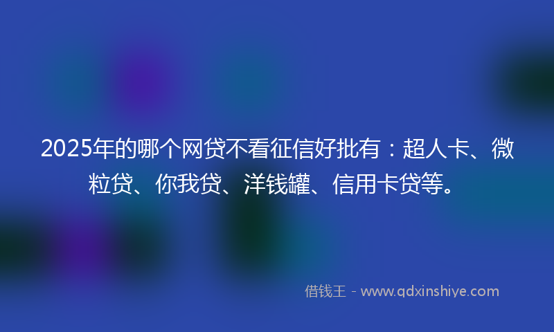 2025年的哪个网贷不看征信好批有：超人卡、微粒贷、你我贷、洋钱罐、信用卡贷等。