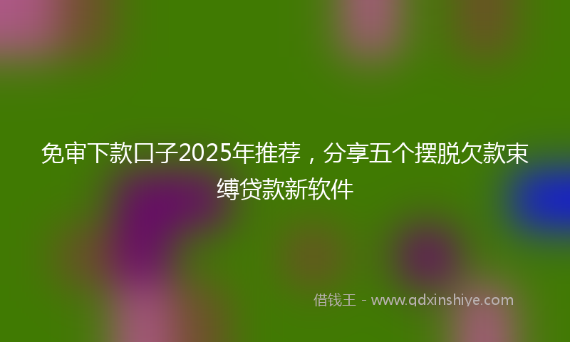 免审下款口子2025年推荐，分享五个摆脱欠款束缚贷款新软件