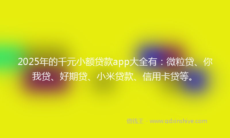 2025年的千元小额贷款app大全有：微粒贷、你我贷、好期贷、小米贷款、信用卡贷等。