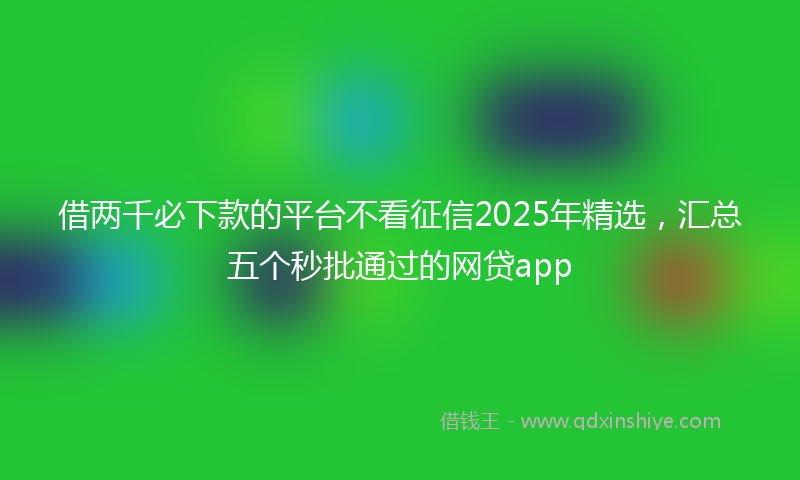 借两千必下款的平台不看征信2025年精选，汇总五个秒批通过的网贷app
