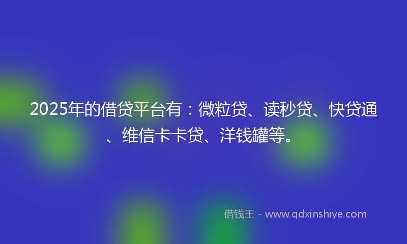 2025年的借贷平台有：微粒贷、读秒贷、快贷通、维信卡卡贷、洋钱罐等。