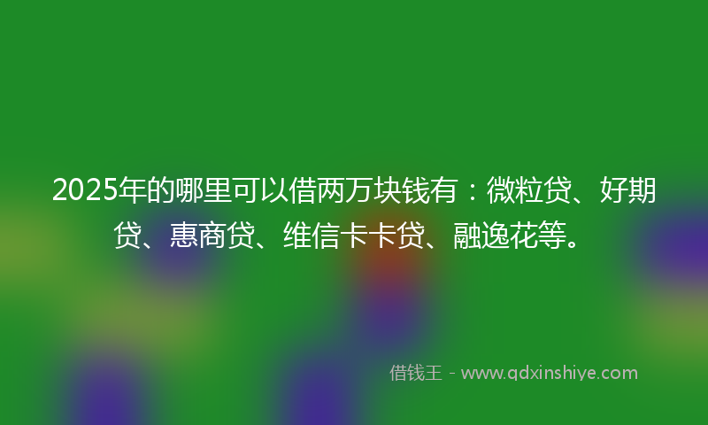 2025年的哪里可以借两万块钱有：微粒贷、好期贷、惠商贷、维信卡卡贷、融逸花等。