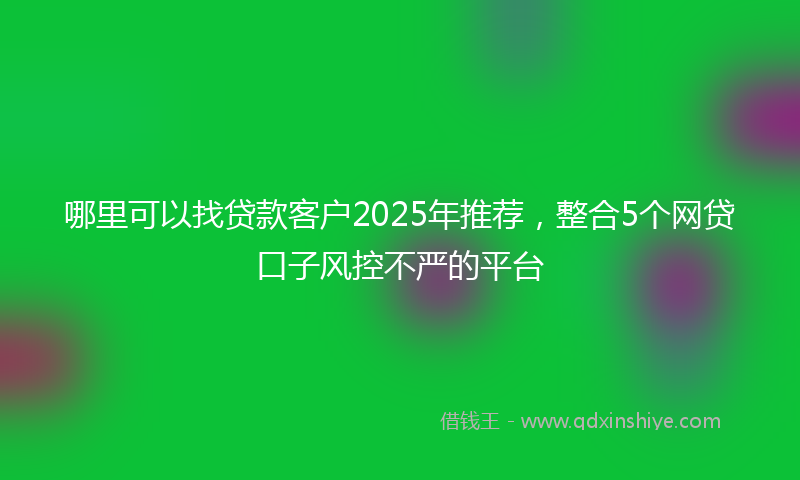 哪里可以找贷款客户2025年推荐，整合5个网贷口子风控不严的平台