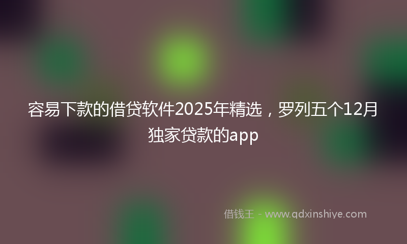容易下款的借贷软件2025年精选，罗列五个12月独家贷款的app