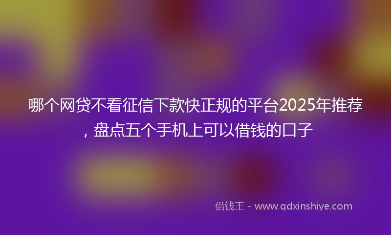 哪个网贷不看征信下款快正规的平台2025年推荐，盘点五个手机上可以借钱的口子