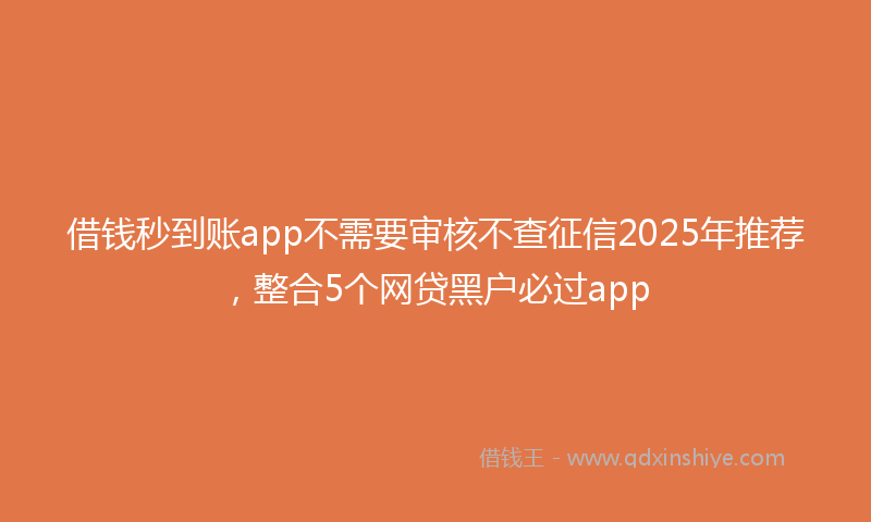 借钱秒到账app不需要审核不查征信2025年推荐，整合5个网贷黑户必过app