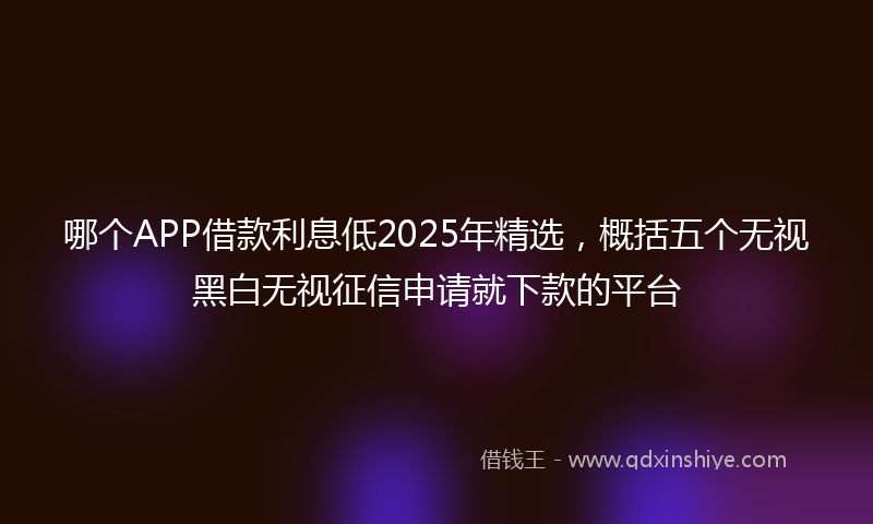 哪个APP借款利息低2025年精选，概括五个无视黑白无视征信申请就下款的平台
