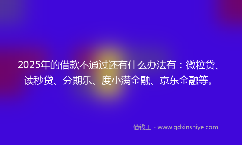 2025年的借款不通过还有什么办法有：微粒贷、读秒贷、分期乐、度小满金融、京东金融等。