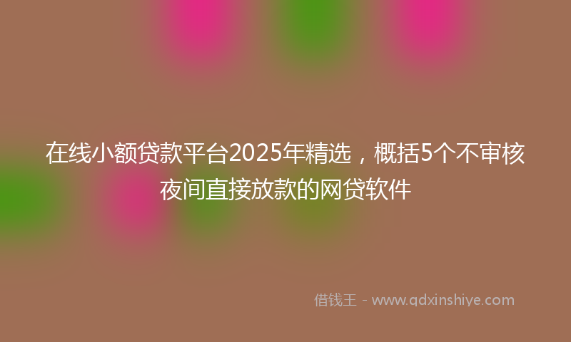 在线小额贷款平台2025年精选，概括5个不审核夜间直接放款的网贷软件