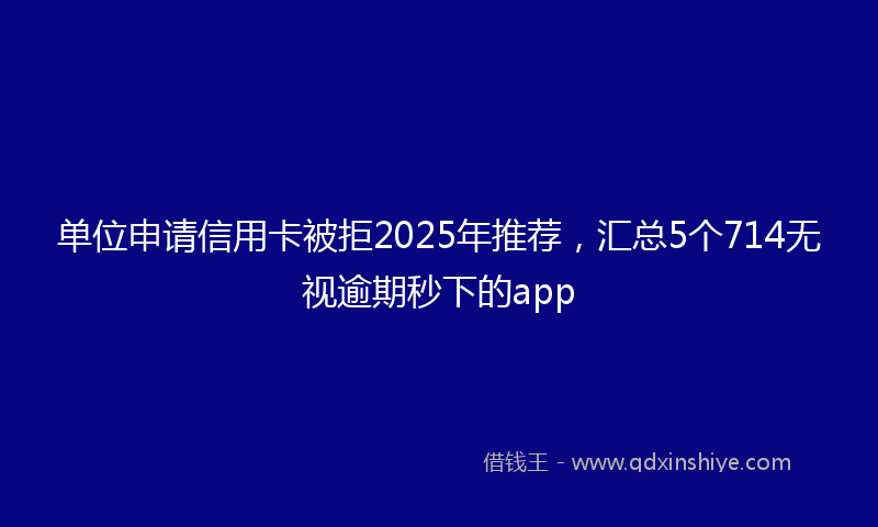 单位申请信用卡被拒2025年推荐，汇总5个714无视逾期秒下的app