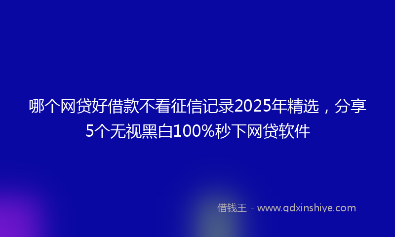 哪个网贷好借款不看征信记录2025年精选，分享5个无视黑白100%秒下网贷软件