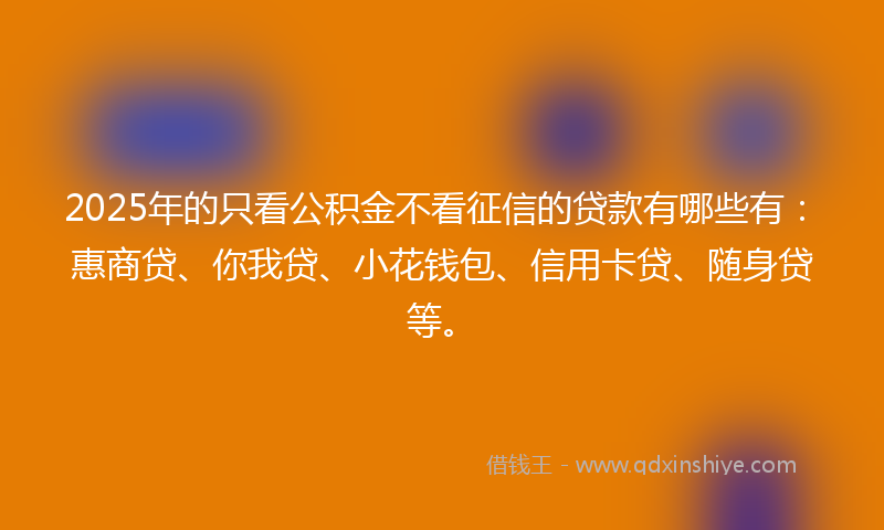 2025年的只看公积金不看征信的贷款有哪些有：惠商贷、你我贷、小花钱包、信用卡贷、随身贷等。
