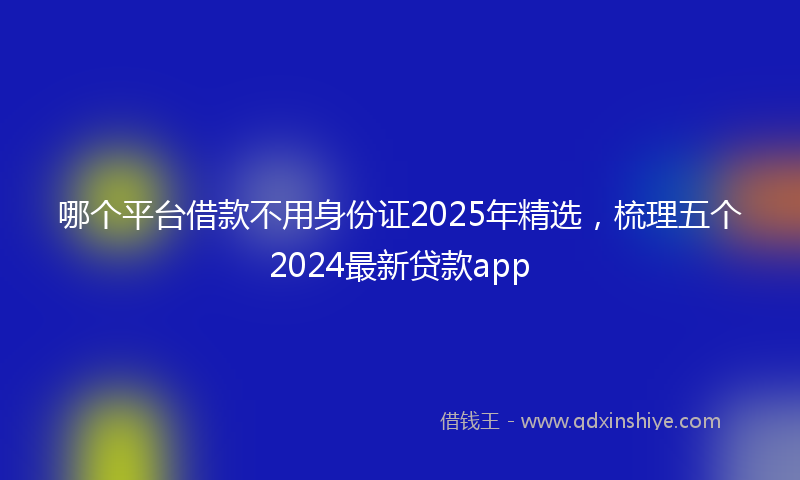 哪个平台借款不用身份证2025年精选，梳理五个2024最新贷款app