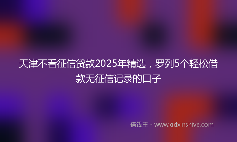 天津不看征信贷款2025年精选，罗列5个轻松借款无征信记录的口子