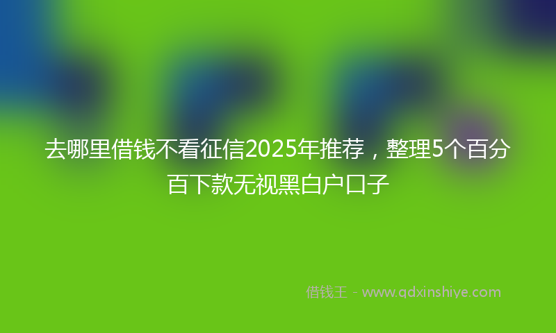 去哪里借钱不看征信2025年推荐，整理5个百分百下款无视黑白户口子