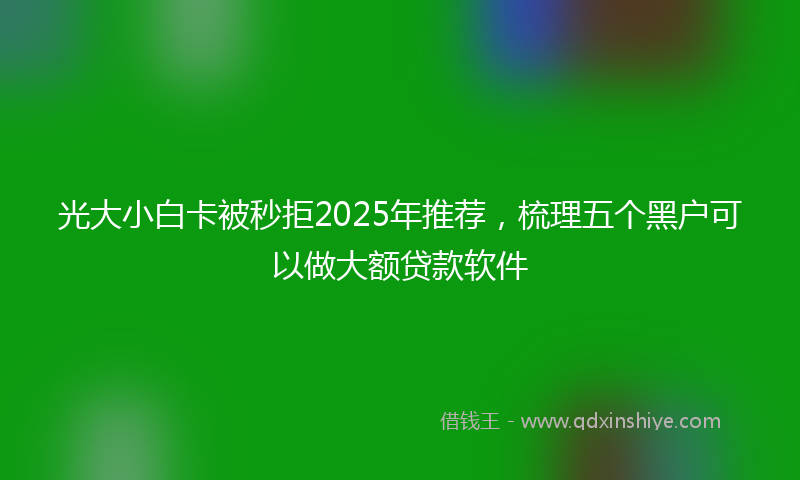 光大小白卡被秒拒2025年推荐，梳理五个黑户可以做大额贷款软件