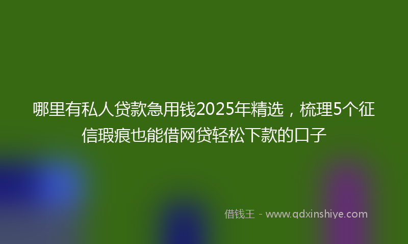 哪里有私人贷款急用钱2025年精选，梳理5个征信瑕疵也能借网贷轻松下款的口子