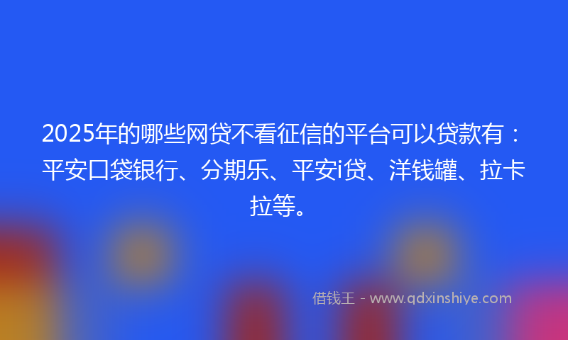2025年的哪些网贷不看征信的平台可以贷款有：平安口袋银行、分期乐、平安i贷、洋钱罐、拉卡拉等。