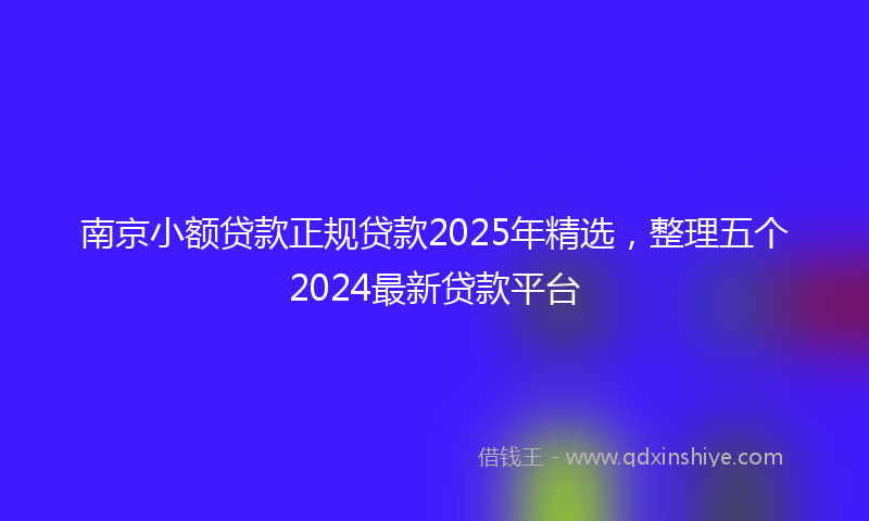 南京小额贷款正规贷款2025年精选，整理五个2024最新贷款平台