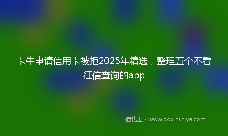 卡牛申请信用卡被拒2025年精选，整理五个不看征信查询的app