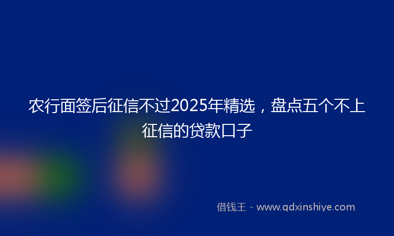 农行面签后征信不过2025年精选，盘点五个不上征信的贷款口子