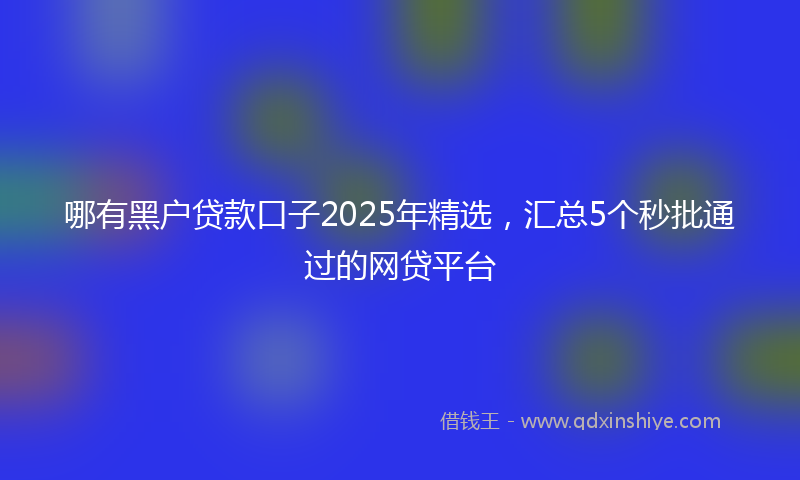 哪有黑户贷款口子2025年精选，汇总5个秒批通过的网贷平台