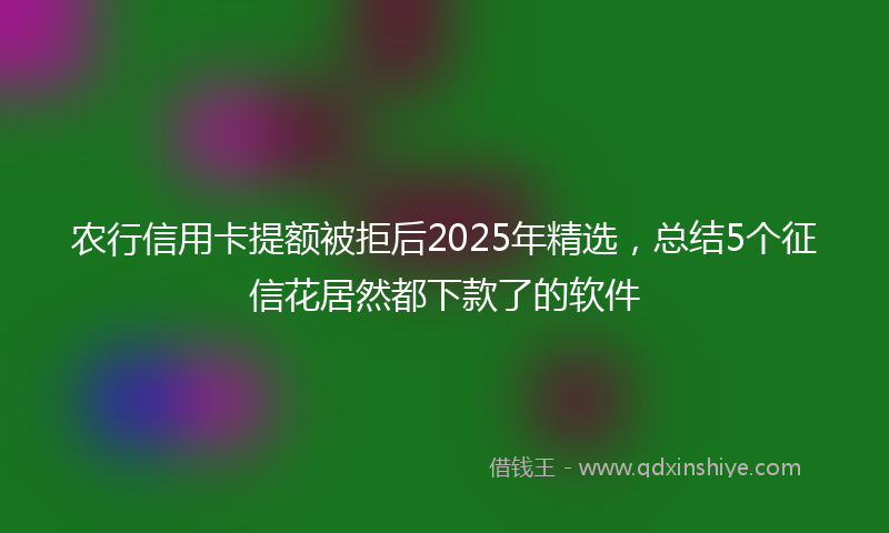 农行信用卡提额被拒后2025年精选，总结5个征信花居然都下款了的软件