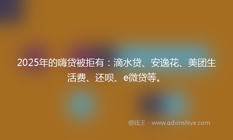 2025年的嗨贷被拒有：滴水贷、安逸花、美团生活费、还呗、e微贷等。