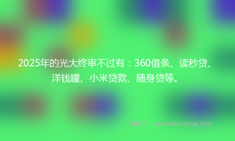 2025年的光大终审不过有：360借条、读秒贷、洋钱罐、小米贷款、随身贷等。