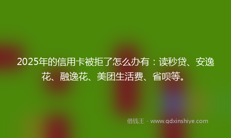 2025年的信用卡被拒了怎么办有：读秒贷、安逸花、融逸花、美团生活费、省呗等。