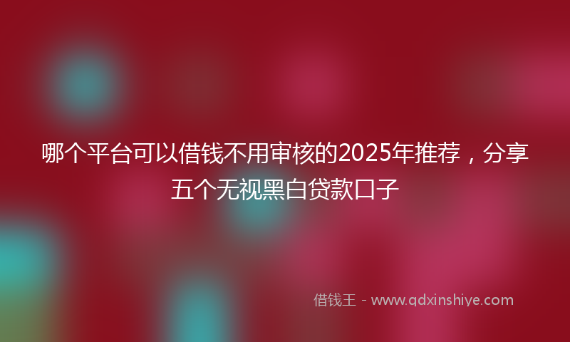 哪个平台可以借钱不用审核的2025年推荐，分享五个无视黑白贷款口子