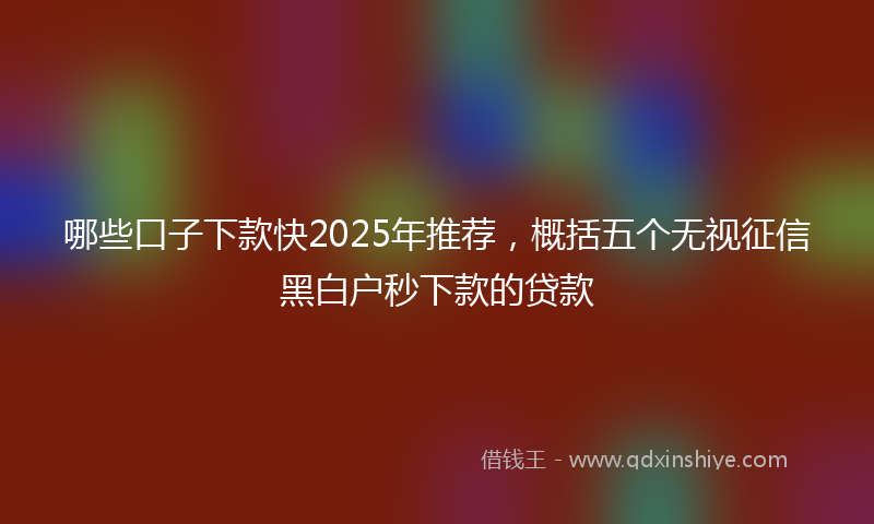 哪些口子下款快2025年推荐，概括五个无视征信黑白户秒下款的贷款