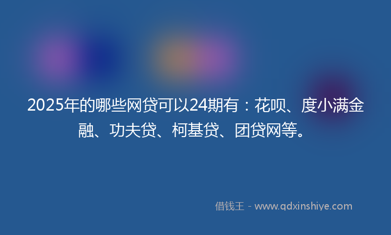 2025年的哪些网贷可以24期有：花呗、度小满金融、功夫贷、柯基贷、团贷网等。
