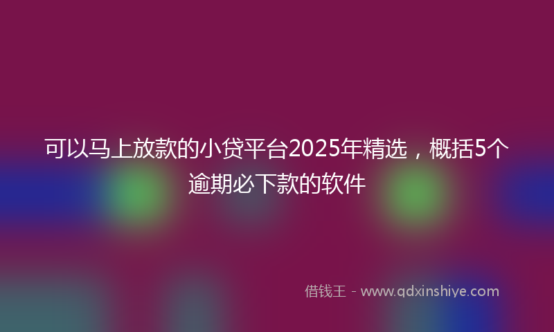 可以马上放款的小贷平台2025年精选，概括5个逾期必下款的软件