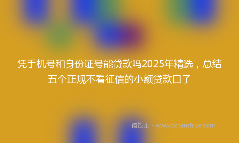 凭手机号和身份证号能贷款吗2025年精选，总结五个正规不看征信的小额贷款口子