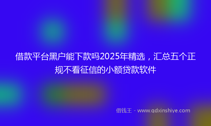 借款平台黑户能下款吗2025年精选，汇总五个正规不看征信的小额贷款软件